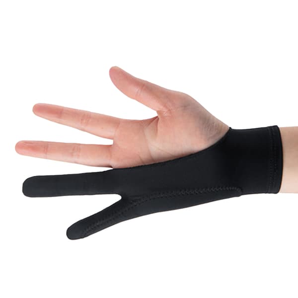 Tegnetablet Handske 3 Lag 2 Finger Åndbar Anti-Smuds Kunstner Skitse Sort