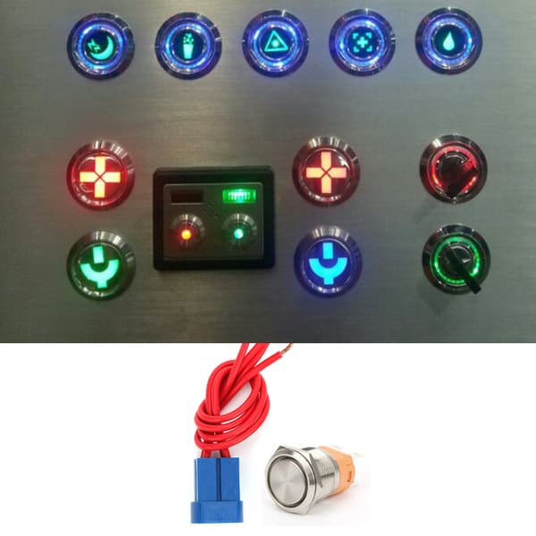 22mm 20A 250V AC Tryckknapp Flat Head Metall Självlåsande 4-Pin Socket