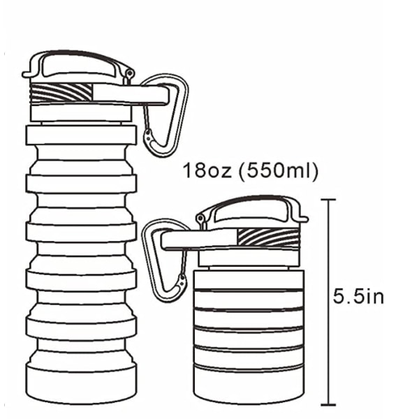 550 ml utomhus hopfällbar silikonvattenflaska för bil, bekväm vattenkopp, vattenkopp för gym, dagliga behov utomhus (röd)