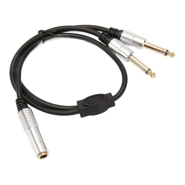 6,35 mm hunn til dobbel hann gullbelagt stereo Y-splitterkabel 0,5 m