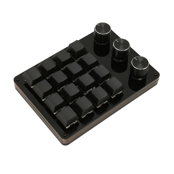 16 Tangenter 3 Rattar Programmerbar Mekanisk Knappsats Hot Swappable Blå Switch för Spel Kontor Media