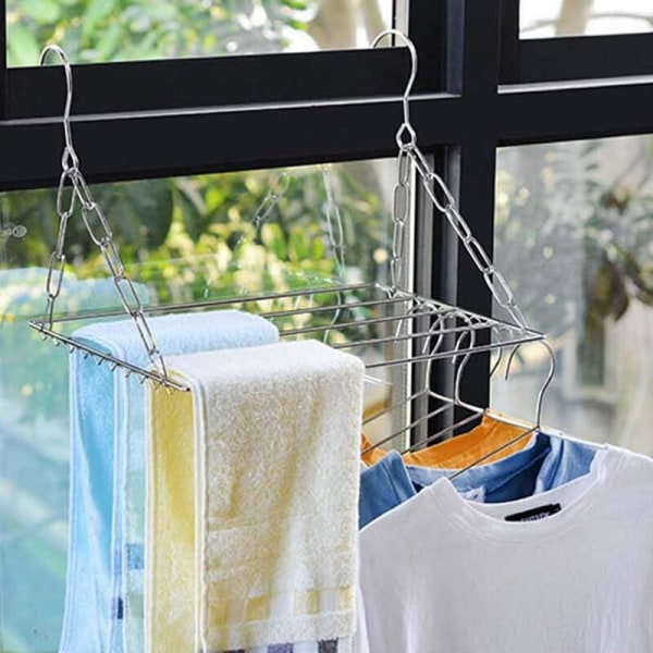 Monitoiminen vaatteiden kuivausteline, ruostumattomasta teräksestä valmistettu pyykinkuivausteline vaatteiden, pyyhkeiden, sukkien ripustamiseen
