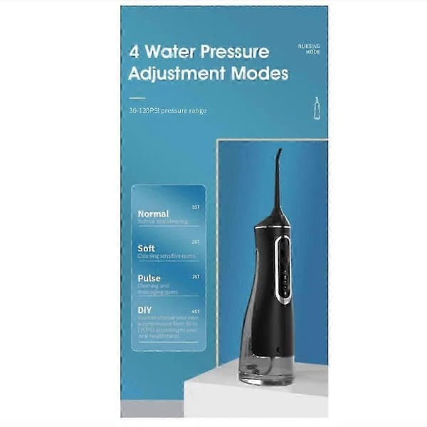 Hydropulse Pro – Kannettava vesihammasharja 4 tilalla suuhuuhtelulaite aikuisille White