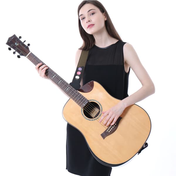 PU-läder gitarr axelrem, modern, andningsbar, stabil, lätt basrem ersättning grön