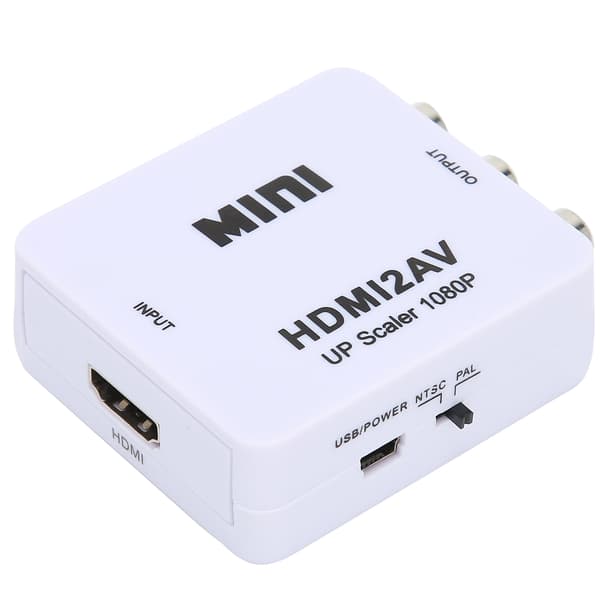 HDMI til AV Konverter Adapter RCA Splitter Switcher 1080P til TV Hvid