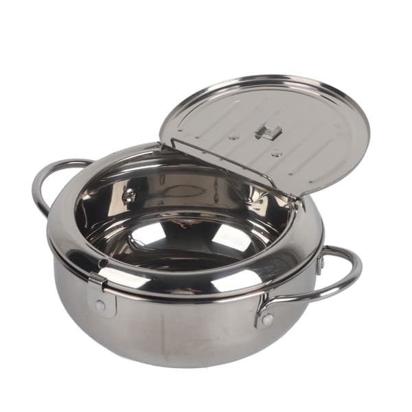 Frituregryde i rustfrit stål med termometer, non-stick frituregryde