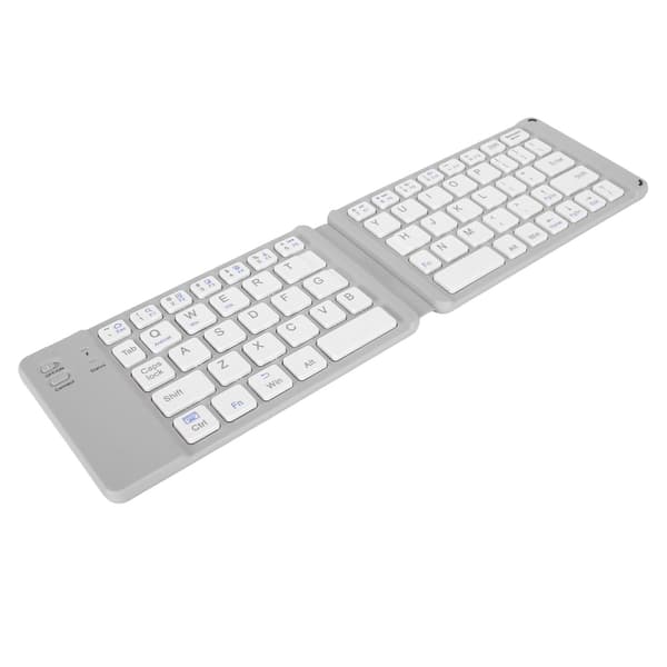 Vikbart Bluetooth-tangentbord Slim Portabelt Trådlöst Tangentbord för Windows 7 8 Surfplatta Notebook Mobiltelefon Grå Vit
