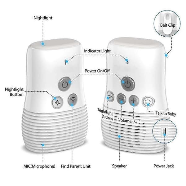 DBM-8 Light Night Trådløs Tovejs Audio Babyalarm Tal Tilbage Intercom Lydalarm til Spædbørn AU Plug