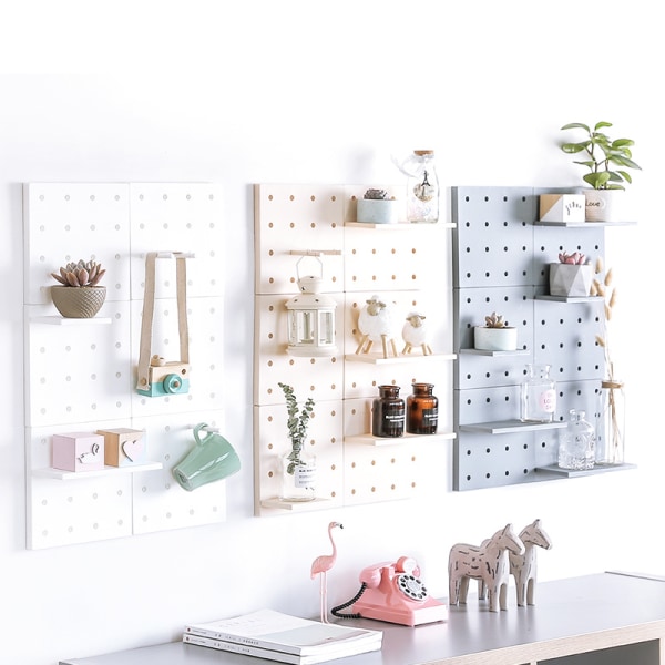 3 stk. Pegboard væghylde, Plastic Wall Organizer, til hjem, køkken, badeværelse, kontor, (hvid)