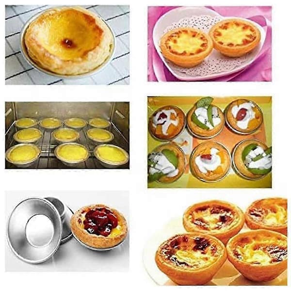 25 Pakning Egg Terteform Egg Tertekopp Egg Tertebunn, Rund Gjenbrukbar Nonstick (Aluminium) Silver