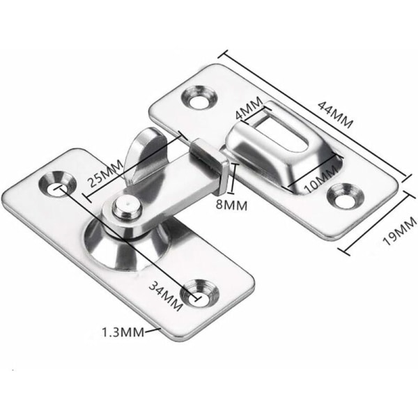90 graders dørlås, sort 2 stk rustfrit stål sikkerhedsvinkellås til skyde-/skubbedør, satin nikkel