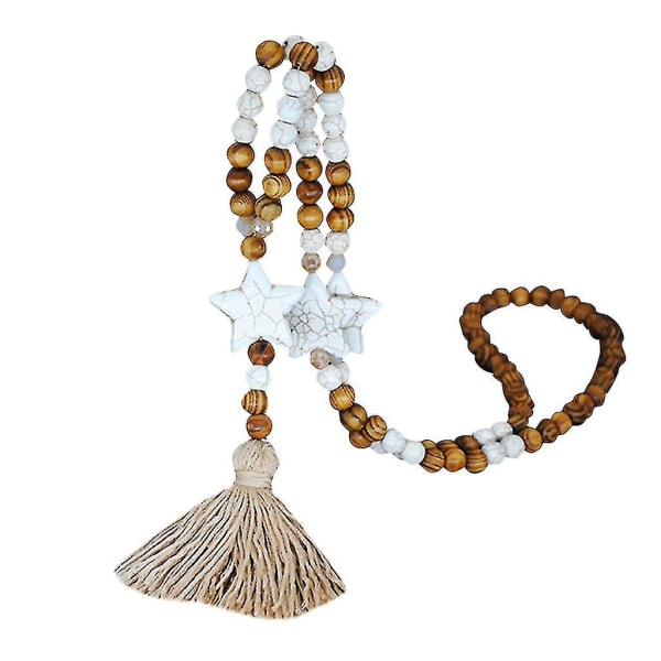 Kvinnor tofs träpärlor halsband hängande Bohemian Chain smycken tillbehör