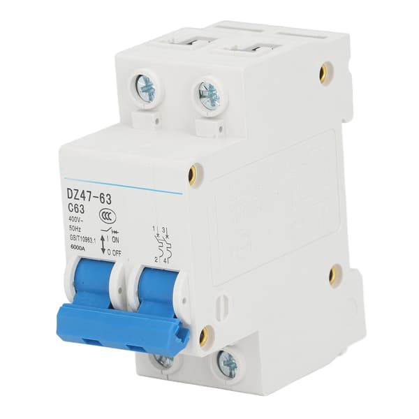 2P Strömbrytare Pa66 Kortslutningsskydd DIN-skena Montering 400V 63A Brytkapacitet 4500A 6000A Universal