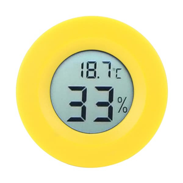 Mini Cirkulär Inbäddad Digital LCD Termometer Hygrometer Luftfuktighet Temperaturmätare Inomhus Gul