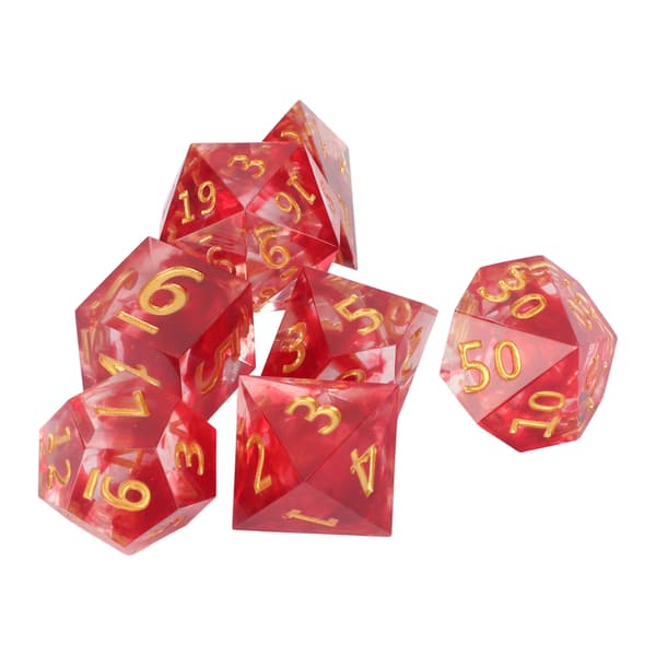 7 st Resin Polyhedral Tärningsset Blodfärg Klara Siffror Rollspel Brädspel