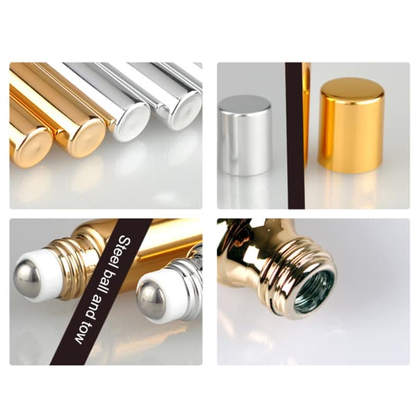7 st påfyllningsbar parfymflaska glas eterisk olja rollerflaskor bärbar lätt tom roll-on flaska för resor 5 ml silver