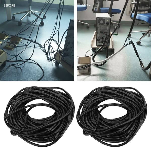 2-pak Sort 6 mm PP Spiral Ledningsbeskytter