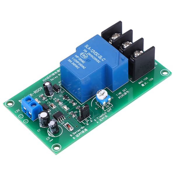 12V 30A DC Forsinkelsestimer Relæmodul 0,1-5 Sekunders Timing Board