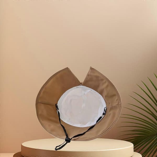 Dame sløjfe solhat med bred skygge, let justerbar sommer strandhat Beige