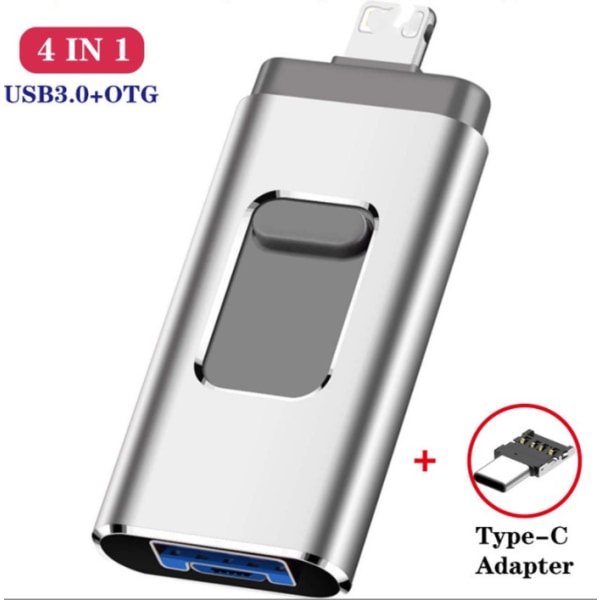 Højhastigheds mobilt flashdrev, reklamecomputersystem køretøjsmonteret USB-flashdrev (sølvgrå, USB2.0 64G),