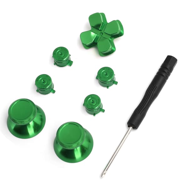 PS4 Spillkontroller Aluminium Legering Knapper Tommelspak Sett Reservedeler Grønn
