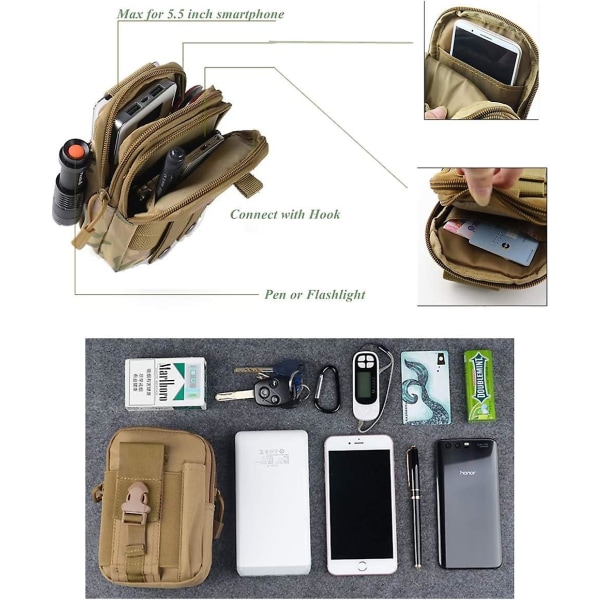 Molle Pouch Edc Compact Utility Pouches Tactical Multipurpose Gadget Pouch Vyötärötyökalu Vyötärölaukku karabiinilla D