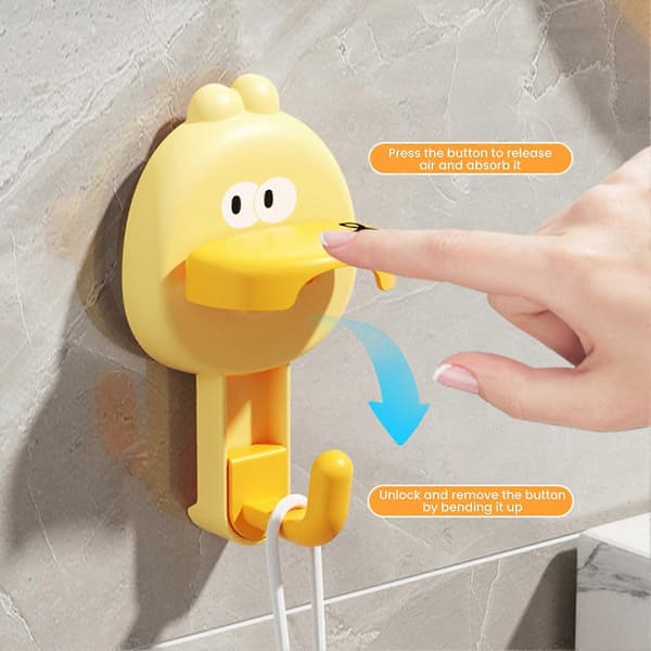 Suction Cup Hook Cartoon Animal Waterproof Bathroom Hook Removable Wall Hook for Bathroom Towels Kitchen Utensils White