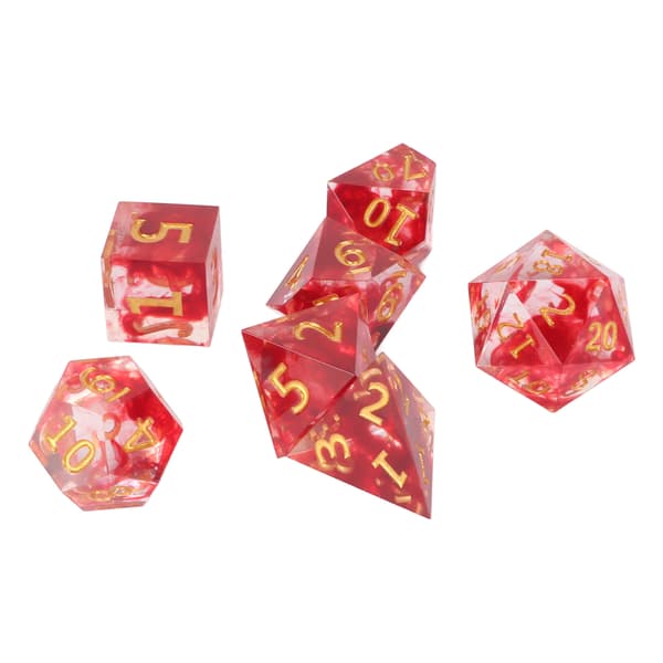 7 st Resin Polyhedral Tärningsset Blodfärg Klara Siffror Rollspel Brädspel