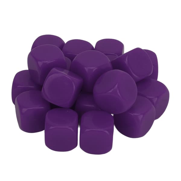20 Stykker Lilla 16mm Runde Hjørner Blank Plast Terning for Brettspill