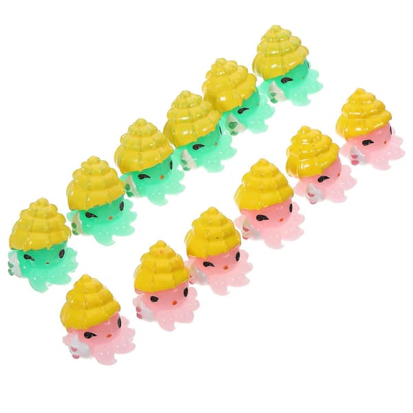 Miniature blækspruttefigur til fehavedekor 12 stk. assorterede farver harpiks