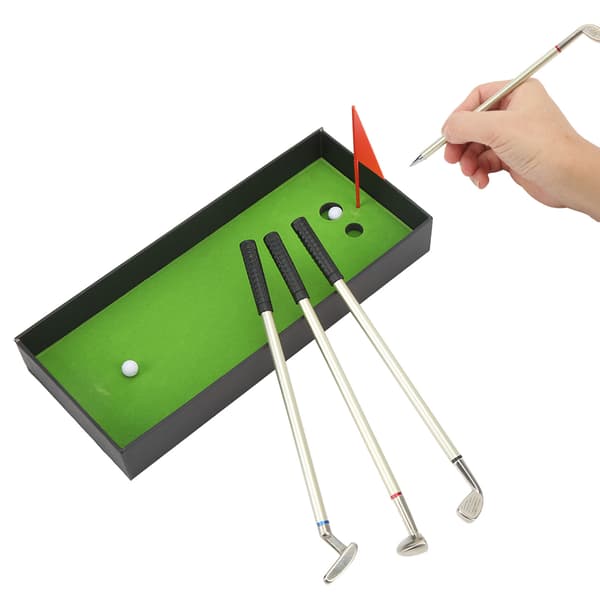 Golf Pen Gaveæske med Mini Kuglepen og Flag Opbevaringsboks til Golf Fans