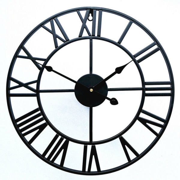 Creative Clock Retro Metall Järn Romersk Väggklocka Vardagsrumsdekoration Väggklocka (40cm)