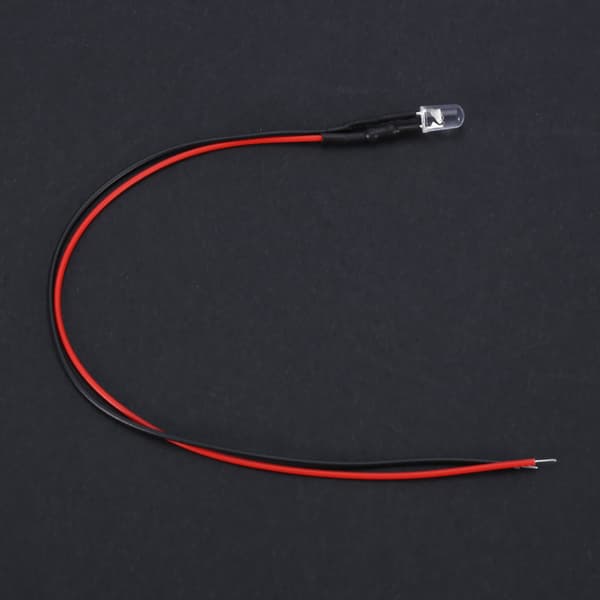 10 stk. 12V 5mm Multicolor LED Diode Lys Kabel 20cm 0.06W Varm Hvid