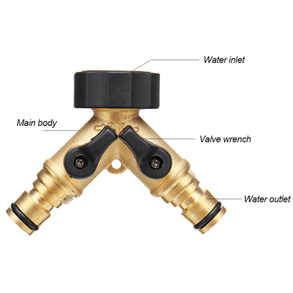 Way Y-formet 3/4 gevind europæisk standard tapsplitter, med individuelle tænd/sluk-ventiler af messing, manifoldadapter til Dishwa