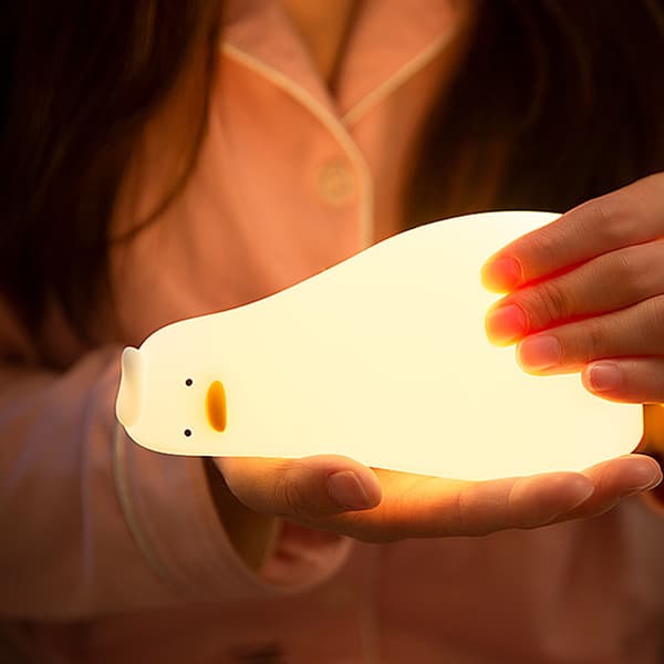 Sød And LED Natlampe - Blød Silikone, USB Genopladelig