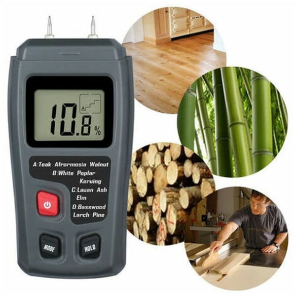 Kannettava puun kosteusmittari Puun kosteusilmaisin LCD-kosteustesteri polttopuun paperin kosteuden mittaukseen