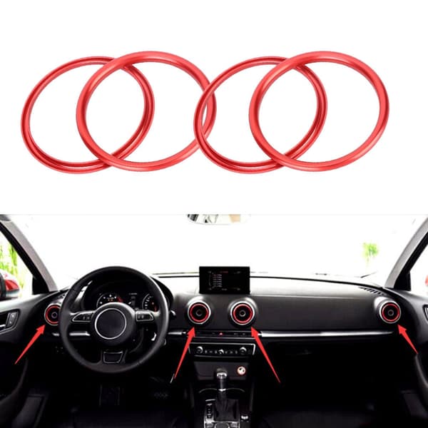 4 stk. Bilinteriør Luftventil Utløpsdeksel Trim Dekorativ Ring Aluminiumlegering Passer til Audi A1