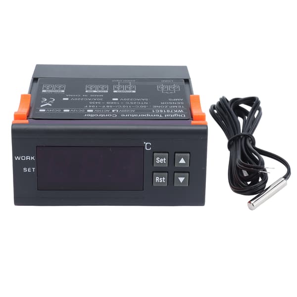 Digital Temperaturkontroller Termostat LCD-skjerm Probe AC220V 5A