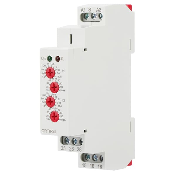 GRT8 S2 Mini Asymmetrisk Cyklustimer ON OFF Gentag Relæ AC 220V