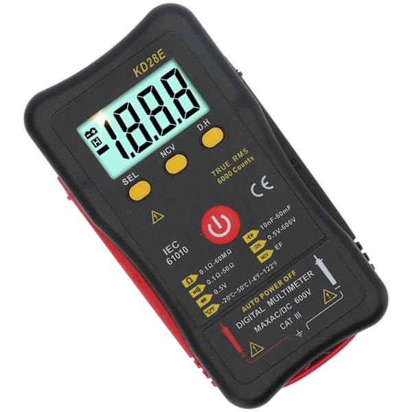 KD28E Multifunktionelt Digitalt Multimeter True RMS Berøringsfri Spændingstester Dataopbevaring Bærbar Voltmeter