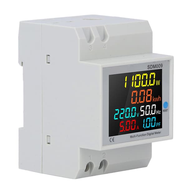 LCD-skjerm Multimeter Skinnefeste Enkeltfase Multifunksjonell Digital Måler Transformator AC 250V til 450V