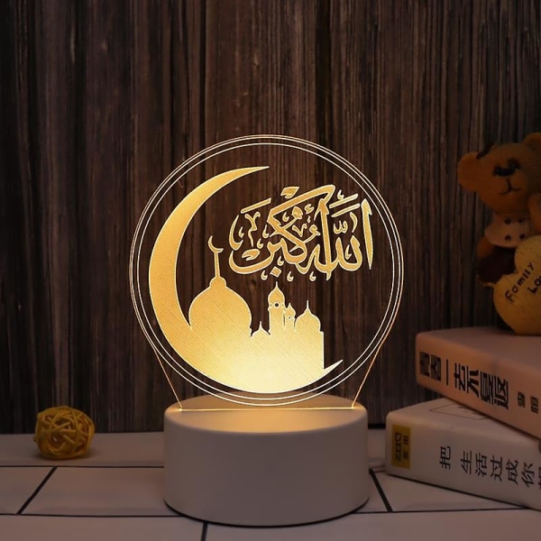 Muslimska Ramadan Festival Dekoration Tillbehör 3d Nattljus Ornament Eid Mubarak Dekorativ Lampa Barn Gåvor Sovrum Sisustusvalo-11