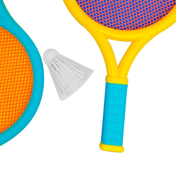 Holdbart og skridsikkert badmintonsæt til børn - Blå/Gul
