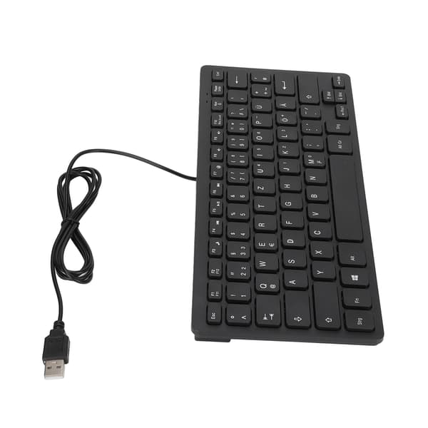 78 Tasters Ultratyndt Kablet Mini USB Tysksproget Tastatur til Stationær Computer