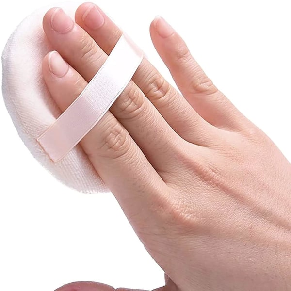 10 stykker Pure Cotton Powder Puff, puff, til pulverfond, normal størrelse, med rem, blanding til løst pulver Mineralpulver kropspulver, pin