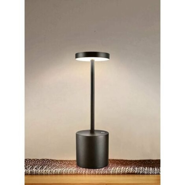 Wireless LED table lamp, small rechargeable metal desk lamp, 2 dimming levels, modern hotel restaurant bedroom