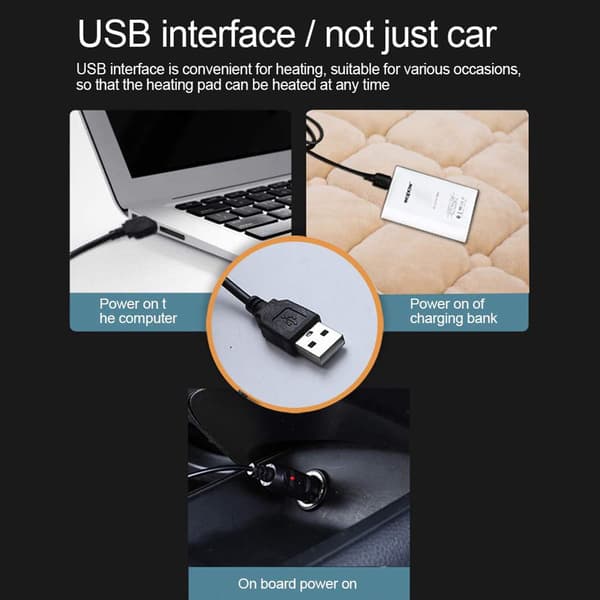 USB-oppvarmet bilsetepute Sklisikker bunn Vinterkomfort