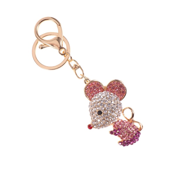 Mouse Design avaimenperä Muoti avaimenperä tekojalokivi Hieno avaimenperä pariskunnan rakastajalle (vaaleanpunainen poika)