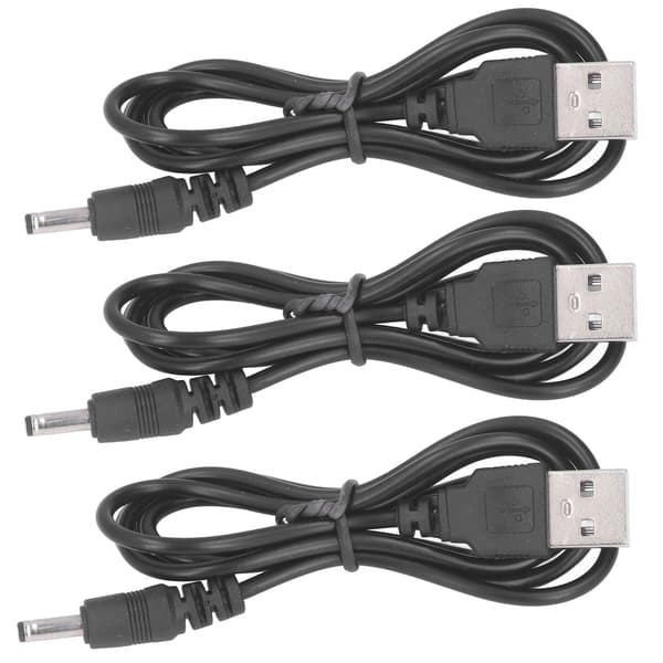 3 stk. USB-strømkabel 3,5x1,35 mm Jack Opladerkabel 5V DC til Ventilator Telefon Højttaler