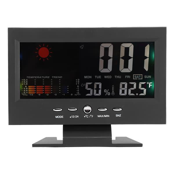 Multifunktionell Digital Termometer Hygrometer Bordsklocka Kalender Temperatur Luftfuktighetsmätare